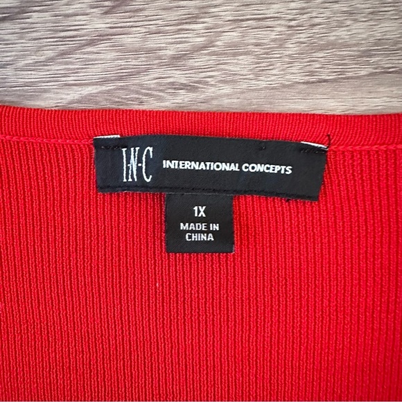 INC Femme Embroidered Flowers Rayon Blend Bell-Sleeve Top Sweater Plus Size 1X - Picture 9 of 11